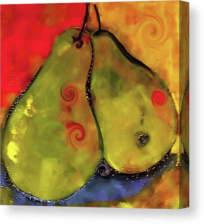 Pears Canvas Print featuring the digital art Two Twirly Pears Painting by Lisa Kaiser