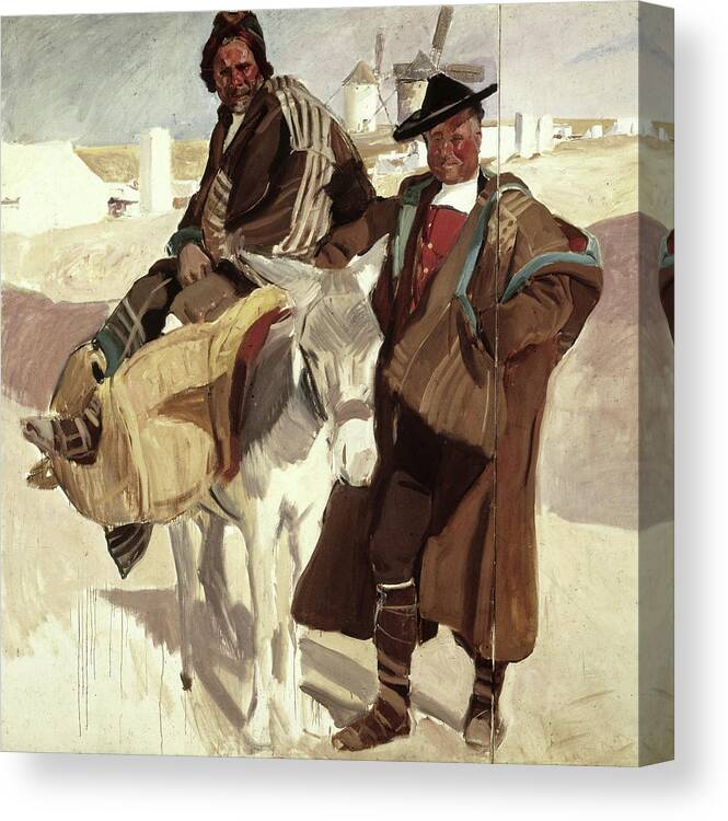 19th Canvas Print featuring the painting Typical Men Of La Mancha By Bastida by Artist - Joaqun Sorolla Y Bastida