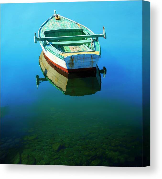 Unchained Boat Canvas Print featuring the photograph Unchained Boat by Davor Zilic