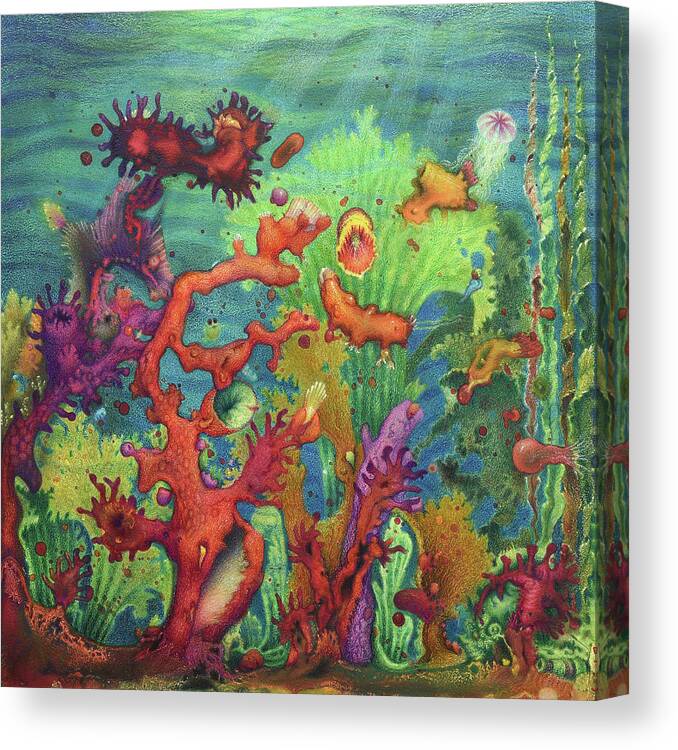 Undersea World Canvas Print featuring the painting Undersea II by Lynn Bywaters