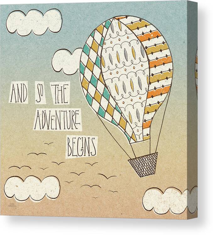Adventures Canvas Print featuring the painting Up Up And Away Adventure Teal by Laura Marshall