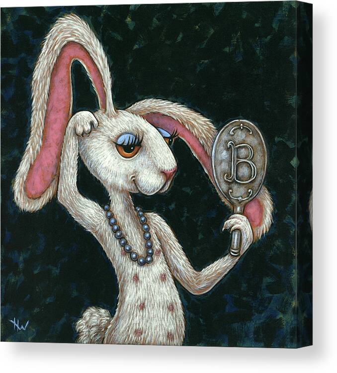 Rabbit Canvas Print featuring the painting Vanity by Holly Wood