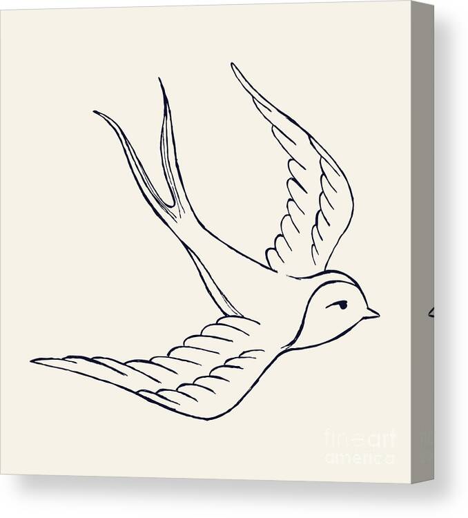 Flight Canvas Print featuring the digital art Vector Ink Pen Hand Drawn Flying by Mascha Tace