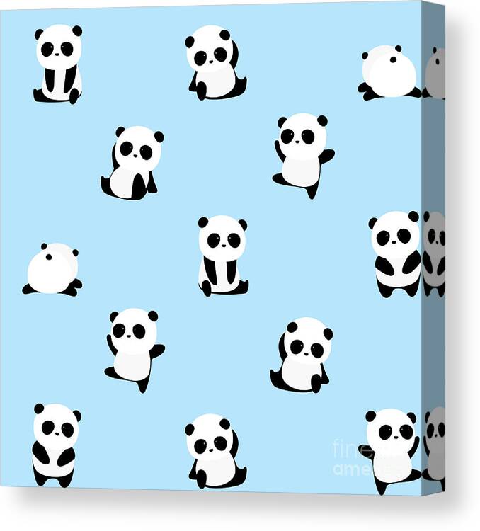 Panda Canvas Print featuring the digital art Vector Pattern Panda Bear Pattern by Junxu Lu
