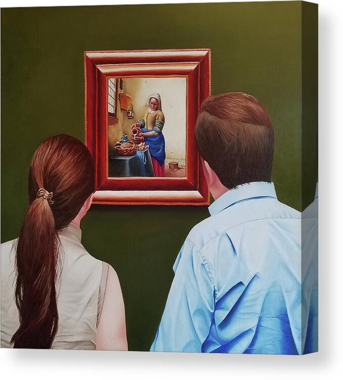 Vermeer Canvas Print featuring the painting Viewing Vermeer by Vic Ritchey