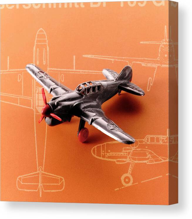Air Force Canvas Print featuring the drawing Vintage Airplane by CSA Images