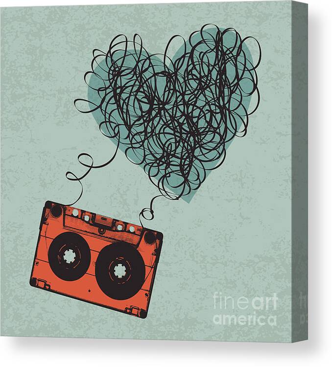 Love Canvas Print featuring the digital art Vintage Audio Cassette Illustration by Pashabo