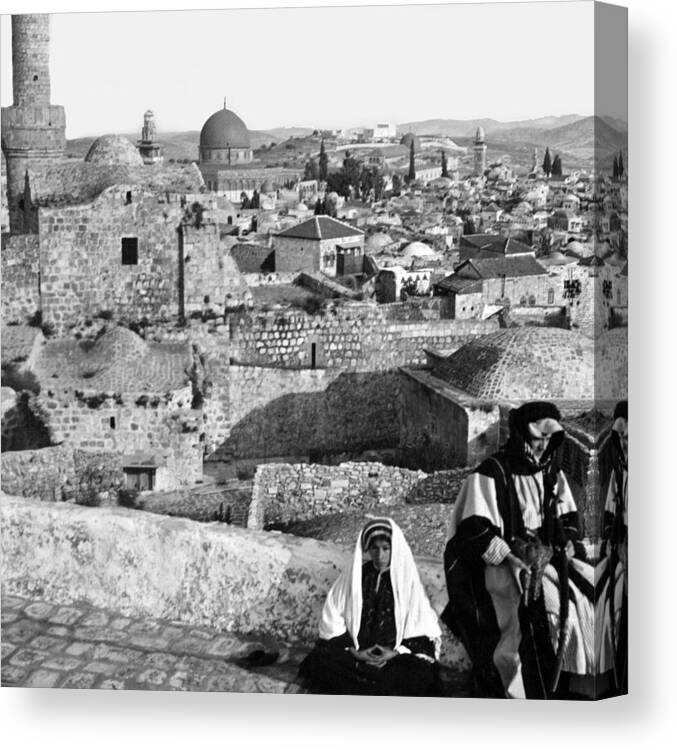 Dome Of The Rock Canvas Print featuring the photograph Vintage Jerusalem City by Munir Alawi
