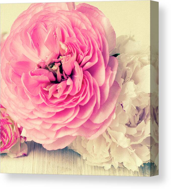 Peonies Canvas Print featuring the mixed media Vintage Posy II by Symposium Design