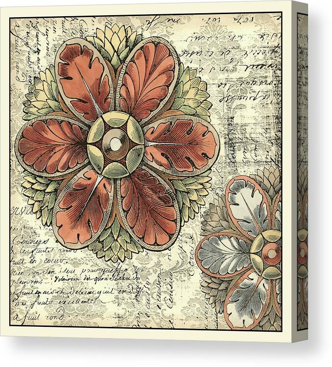Decorative Elements Canvas Print featuring the painting Vintage Rosette I (mp) by Vision Studio