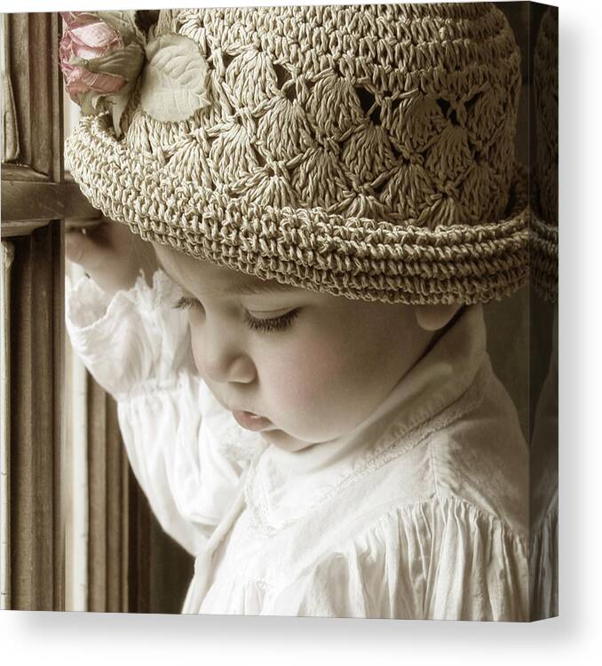 Baby Girl Canvas Print featuring the photograph Waiting For Daddy by Liz Zernich