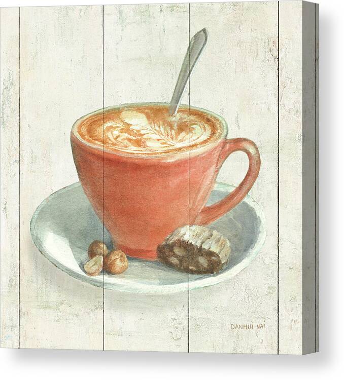Barn Board Canvas Print featuring the painting Wake Me Up Coffee IIi by Danhui Nai