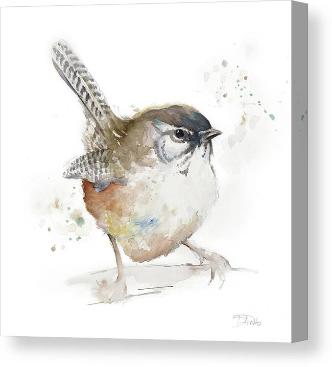 Watercolor Canvas Print featuring the painting Watercolor Mountain Bird I by Patricia Pinto