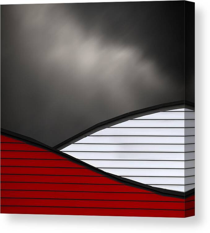 Abstract Canvas Print featuring the photograph Wavy Red White Roof by Gilbert Claes