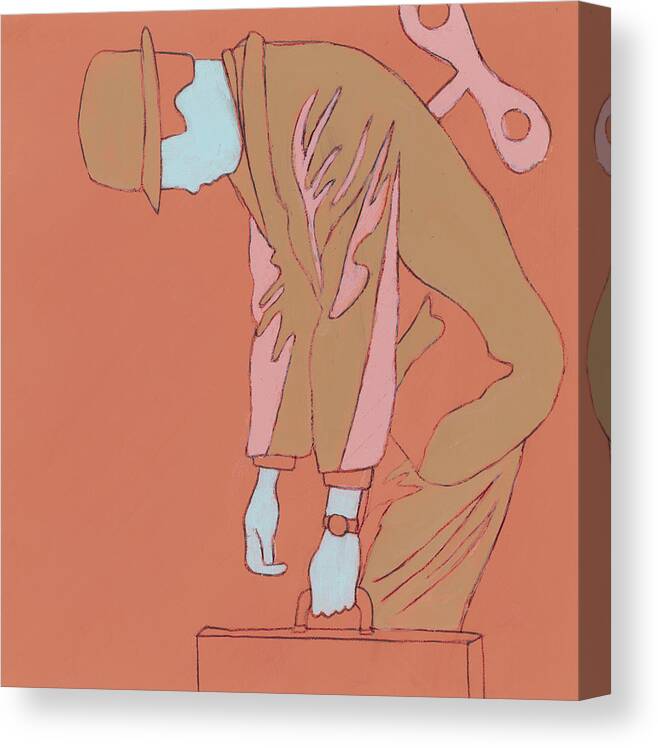 Adult Canvas Print featuring the drawing Windup Businessman by CSA Images
