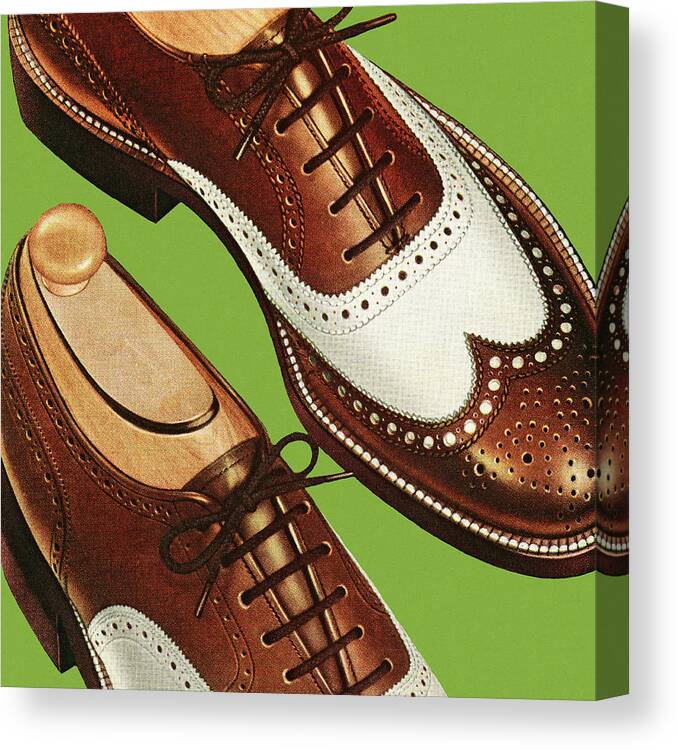 Campy Canvas Print featuring the drawing Wingtip Shoes by CSA Images