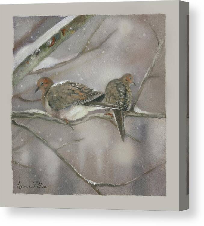 Winter Doves Canvas Print featuring the painting Winter Doves by Art And A Little Magic