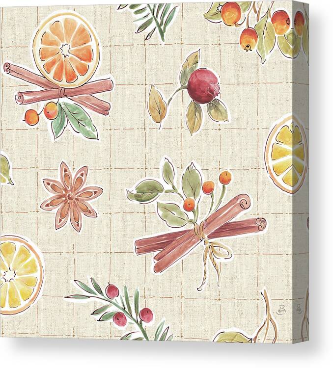 All Spice Canvas Print featuring the mixed media Winter Spice Pattern Iva by Daphne Brissonnet
