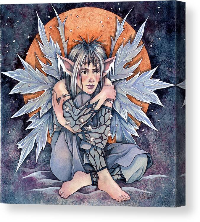 Winters Chill Fairy Canvas Print featuring the painting Winters Chill Fairy by Linda Ravenscroft