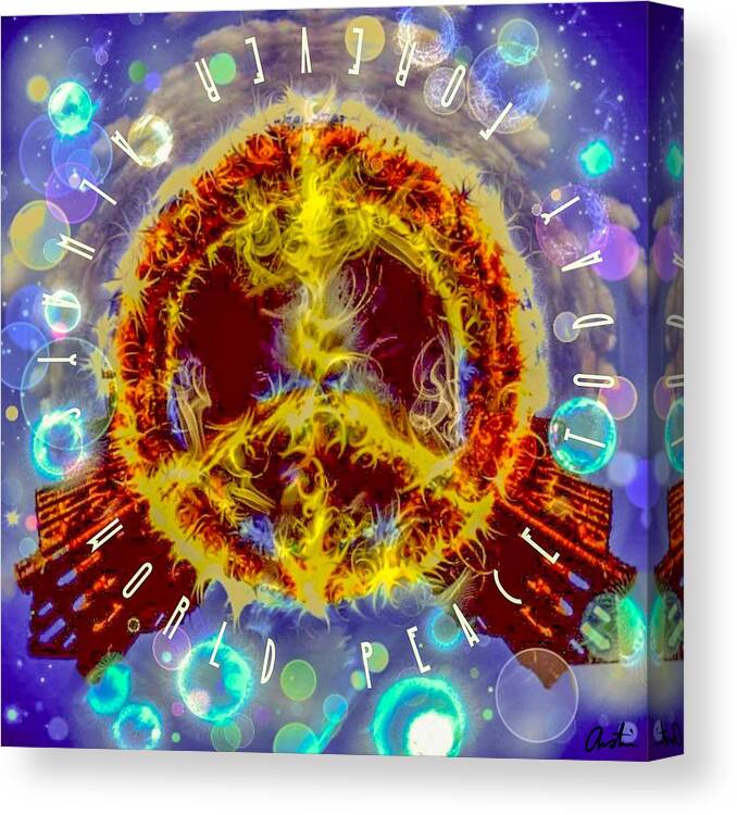 Pets Art Canvas Print featuring the digital art World Peace Today Forever Always by Callie E Austin