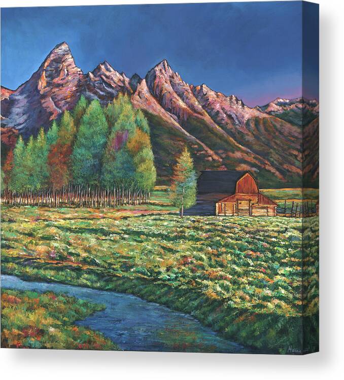 Landscape Art Canvas Print featuring the painting Wyoming by Johnathan Harris