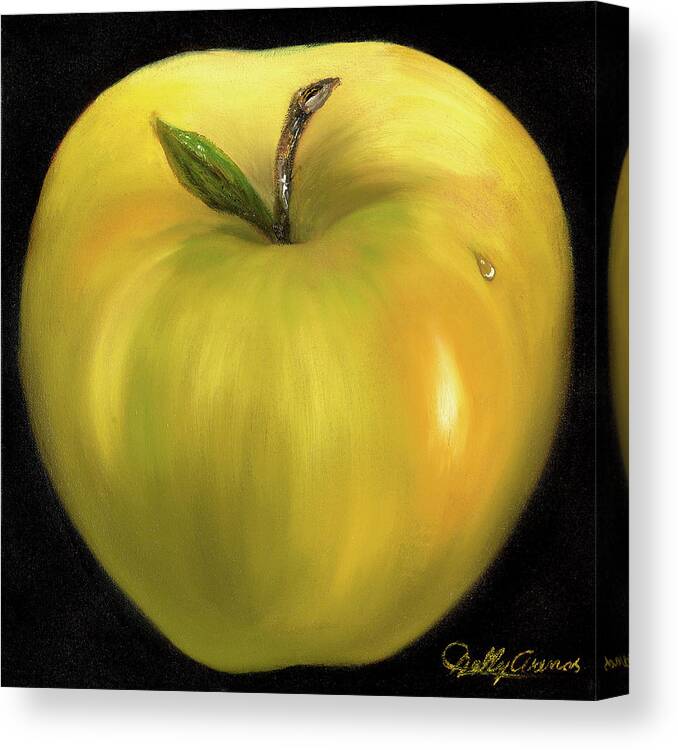 Yellow Canvas Print featuring the mixed media Yellow Apple by Nelly Arenas