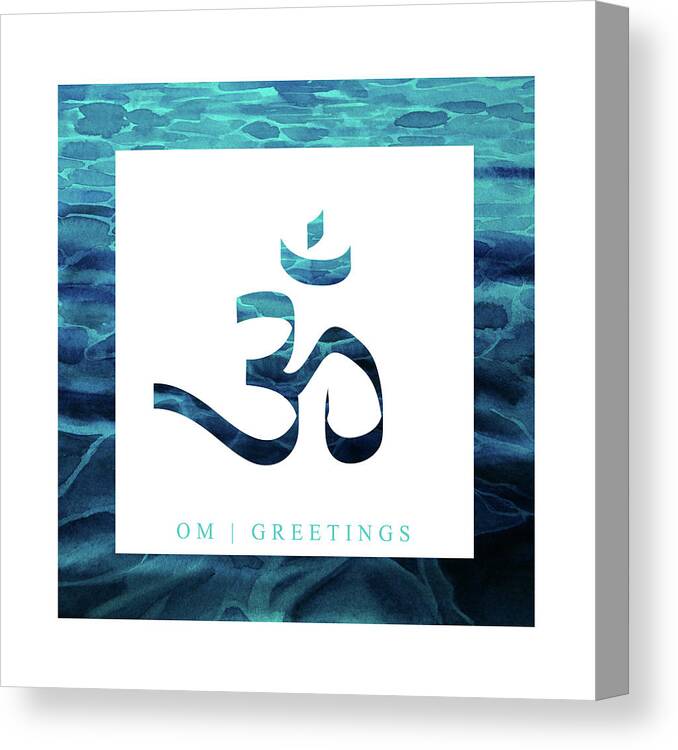 Yoga Om Greetings Canvas Print featuring the mixed media Yoga V1 Omgreetings by Lightboxjournal
