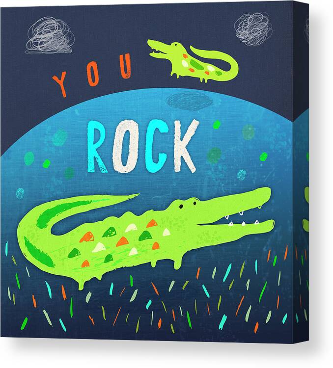 Crocodile Canvas Print featuring the digital art You Rock by Carla Martell