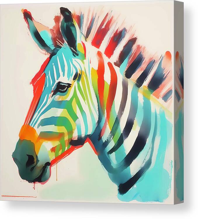 Animals Nature Canvas Print featuring the painting Zebra by Walker Noble