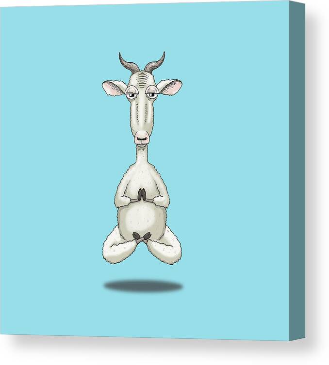 Goat Canvas Print featuring the digital art Zen Goat Meditating by Laura Ostrowski