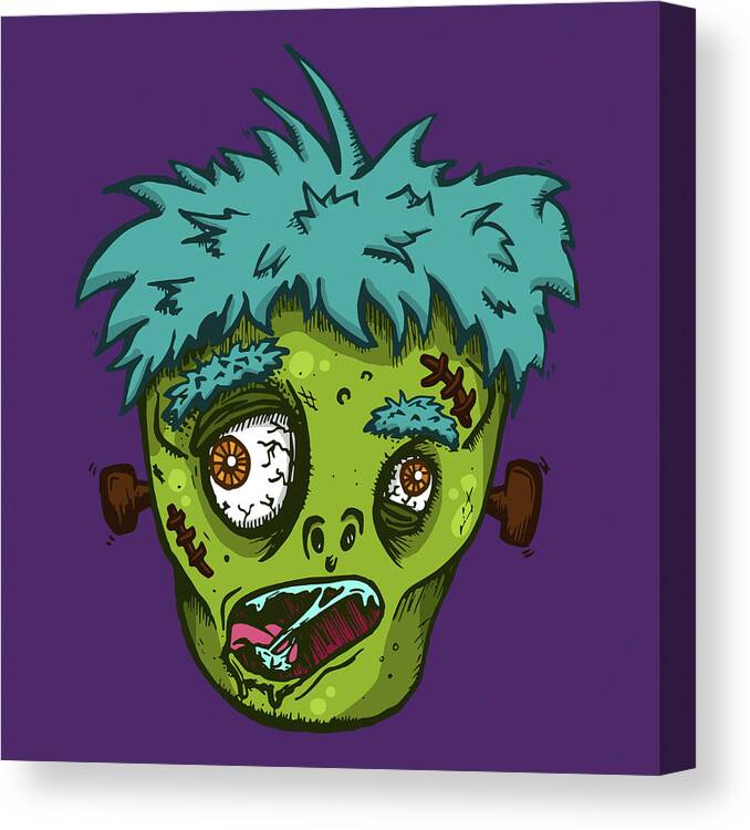 Zombie Head Canvas Print featuring the digital art Zombie Head by Lauren Ramer