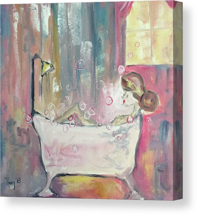 Bubble Bath Canvas Print featuring the painting Bubble Bath by Roxy Rich
