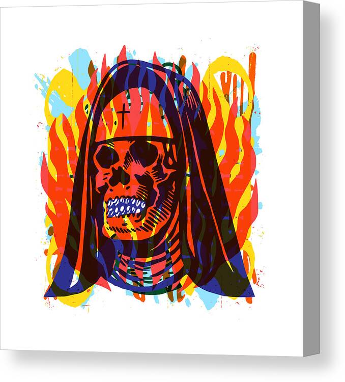 Nun Canvas Print featuring the digital art Evil Nun Collage by CSA Images