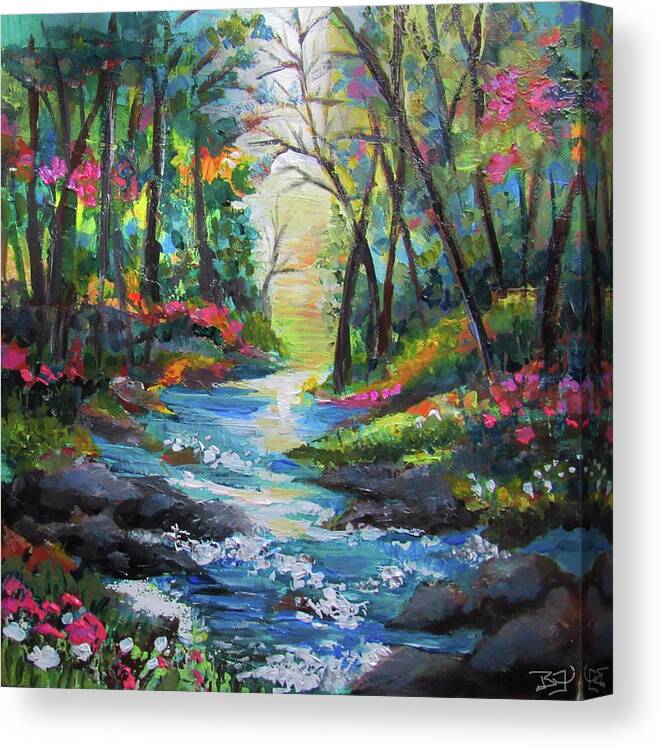 Forest Canvas Print featuring the painting Forest Brook by Jean Batzell Fitzgerald