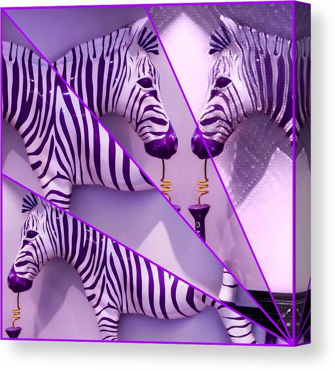 Digital Art Photography Canvas Print featuring the digital art Fractured Zebras #1 by Karen Buford