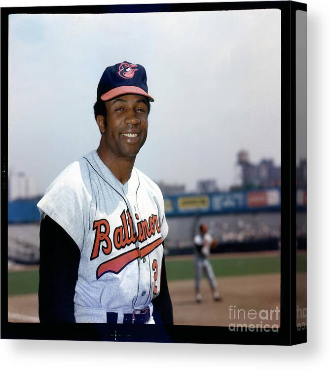 National League Baseball Canvas Print featuring the photograph Frank Robinson by Louis Requena
