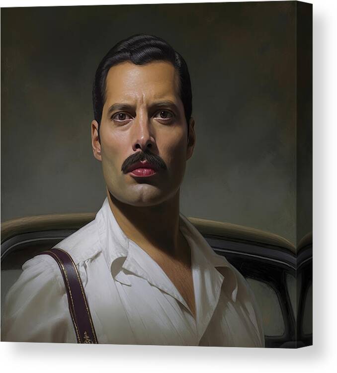 Freddie Mercury Canvas Print featuring the painting Freddie Mercury No.0 by My Head Cinema