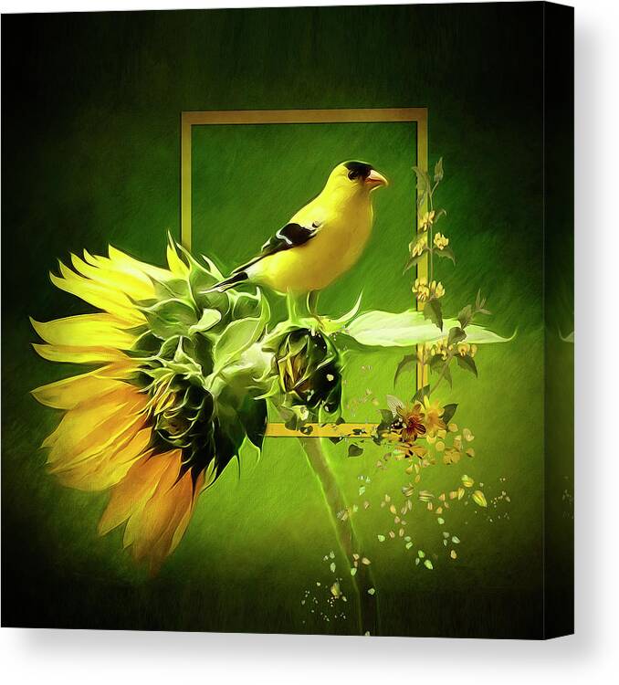 Goldfinch Canvas Print featuring the digital art Goldfinch #1 by Maggy Pease