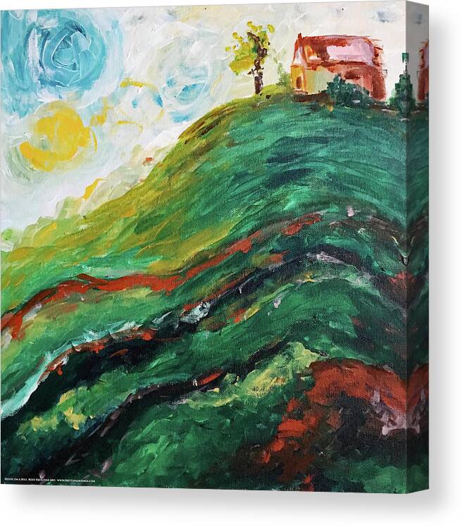 Landscape Canvas Print featuring the painting House on a Hill by Roxy Rich