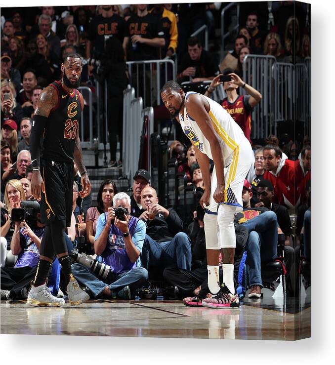 Playoffs Canvas Print featuring the photograph Kevin Durant and Lebron James by Nathaniel S. Butler