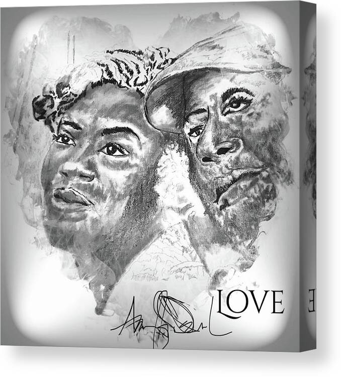 Canvas Print featuring the drawing Love by Angie ONeal