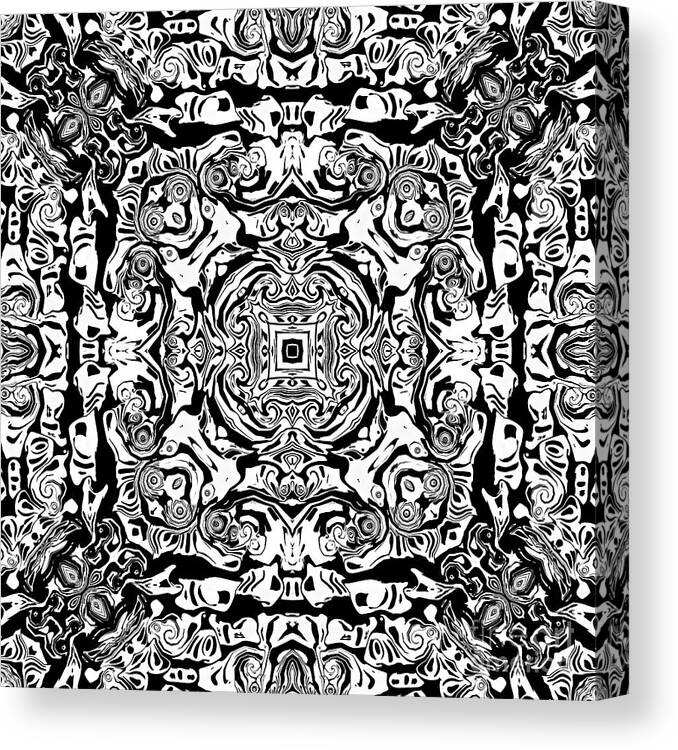 Mandala Canvas Print featuring the digital art Monotone Mandala #1 by Phil Perkins