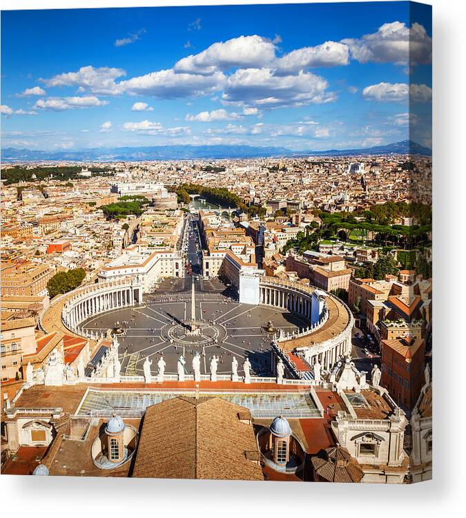 People Canvas Print featuring the photograph Saint Peters Square, Rome #1 by Nikada