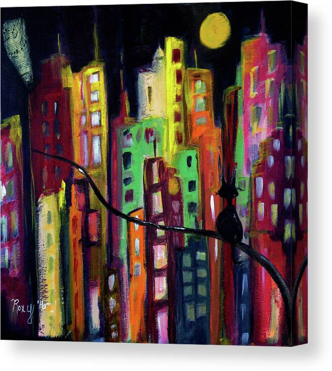 Skyscrapers Canvas Print featuring the painting Skyscrapers #1 by Roxy Rich