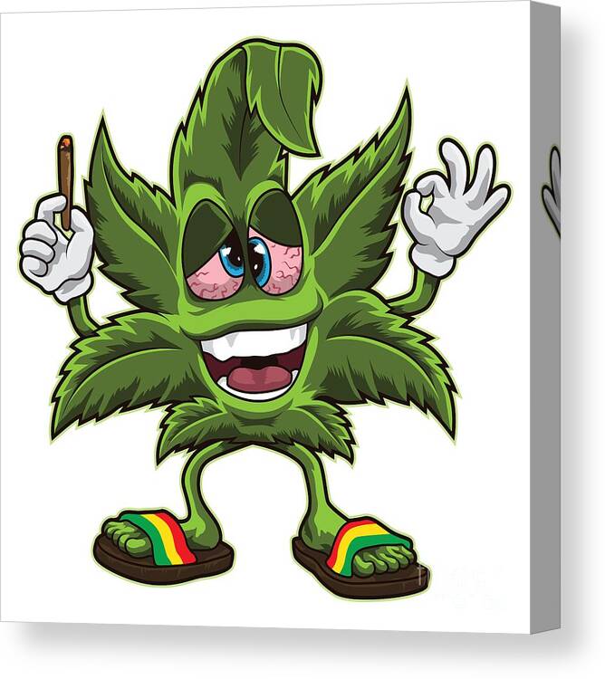 Stoned Cannabis Leaf Weed Smoking Cartoon Canvas Print / Canvas Art by  Mister Tee - Fine Art America