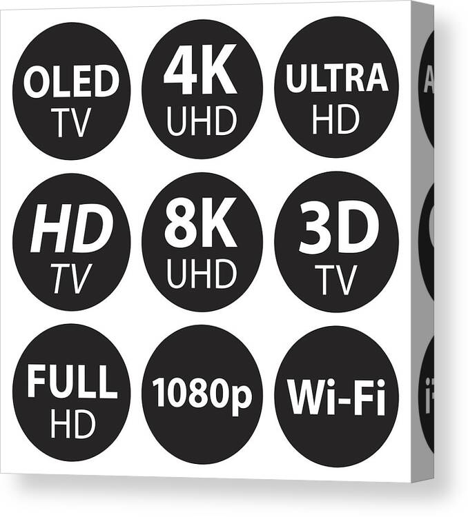 Icon Set Canvas Print featuring the drawing TV Icon Set #1 by Et-artworks