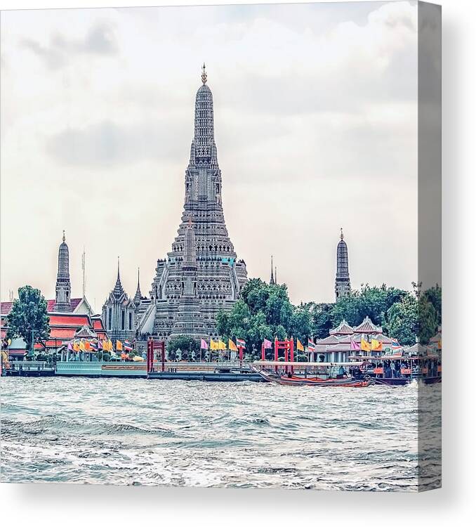 Temple Canvas Print featuring the photograph Wat Arun #1 by Manjik Pictures