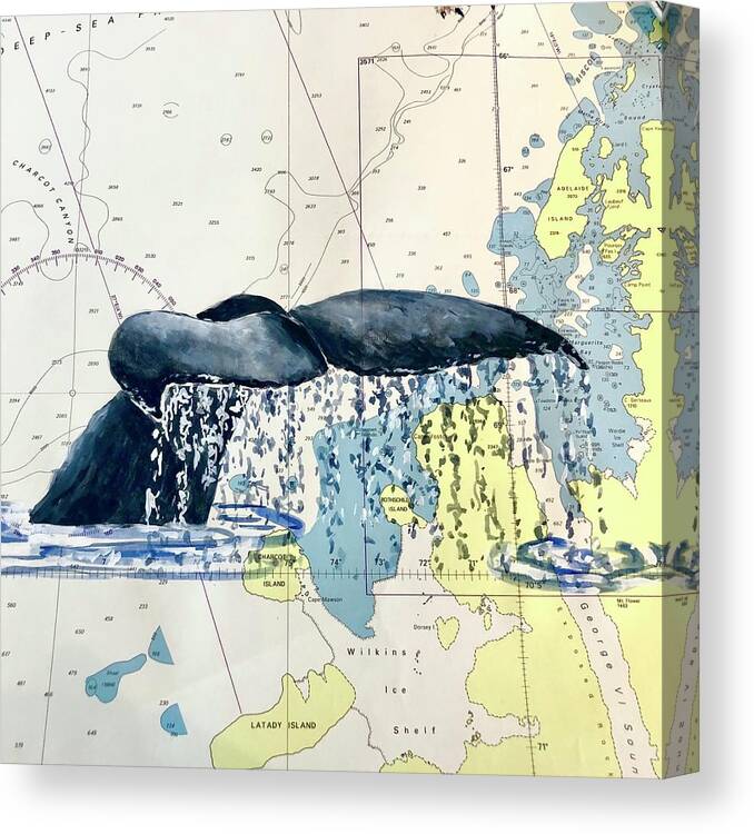 Whale Tail Canvas Print featuring the painting Whale tail #1 by Yvonne Ankerman