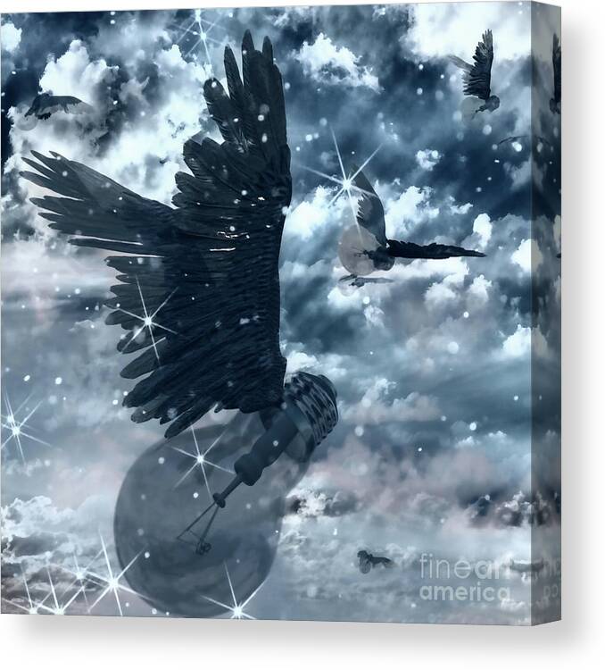 Flock Canvas Print featuring the digital art Winged Ideas #1 by Bruce Rolff