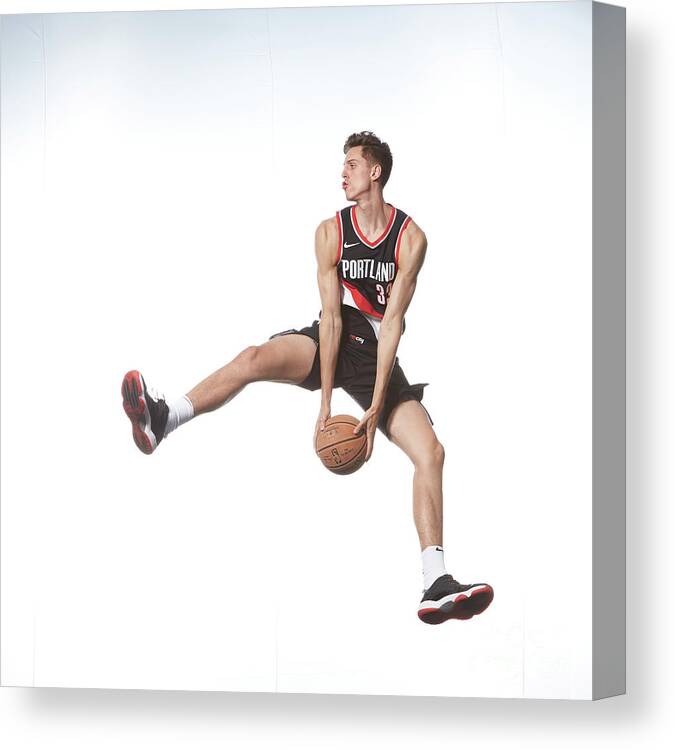 Nba Pro Basketball Canvas Print featuring the photograph Zach Collins by Nathaniel S. Butler